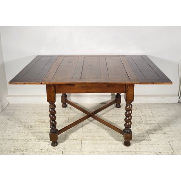 ANTICO TAVOLO PRANZO ALLUNGABILE A TIRO LEGNO 1800 LUIGI FILIPPO TABLE ROCCHETTO