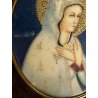 antica miniatura dipinta VERGINE MARIA sacra icona Madonna CORNICE OVALE DORATA