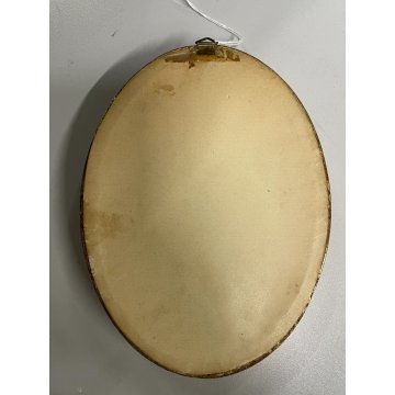 antica miniatura dipinta VERGINE MARIA sacra icona Madonna CORNICE OVALE DORATA