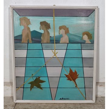 QUADRO ASTRATTO DESIGN Josuè Biancini ARONA Totale Eco Umanologia ACRILICO TELA