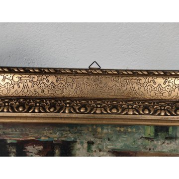 ANTICO QUADRO DIPINTO P. Guidi OLIO TAVOLA epoca XX sec PAESAGGIO Piazza Mercato