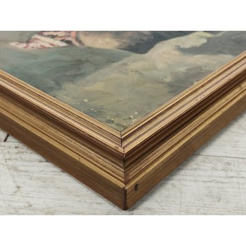 ANTICO QUADRO DIPINTO F. Pecoraro OLIO TELA RITRATTO UOMO BAULE epoca 900 CIRCO