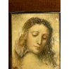 ANTICA MINIATURA RITRATTO GESU CRISTO copia LEONARDO DA VINCI '900 cornice oro