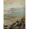 ANTICO QUADRO DIPINTO olio tavola EPOCA 1933 PAESAGGIO veduta CASTELLO MARE ALBA