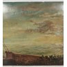ANTICO QUADRO DIPINTO olio tavola EPOCA 1933 PAESAGGIO veduta CASTELLO MARE ALBA