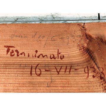 ANTICO QUADRO DIPINTO olio tavola EPOCA 1933 PAESAGGIO veduta CASTELLO MARE ALBA