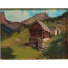 ANTICO QUADRO DIPINTO Pino Pessina Da Castanedo PAESAGGIO Alpe Devero BAITA