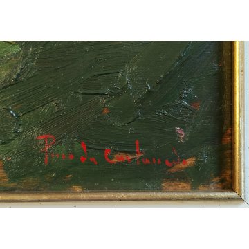 ANTICO QUADRO DIPINTO Pino Pessina Da Castanedo PAESAGGIO Alpe Devero BAITA