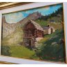 ANTICO QUADRO DIPINTO Pino Pessina Da Castanedo PAESAGGIO Alpe Devero BAITA