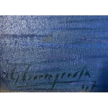 ANTICO DIPINTO OLIO TELA PAESAGGIO LACUSTRE MONTAGNE Feriolo LAGO MAGGIORE '900