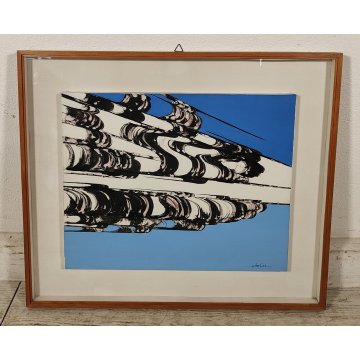 DIPINTO ASTRATTO OLIO su TELA Ferdinando Chevrier FRAMMENTI 1983 Design Forme