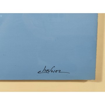 DIPINTO ASTRATTO OLIO su TELA Ferdinando Chevrier FRAMMENTI 1983 Design Forme