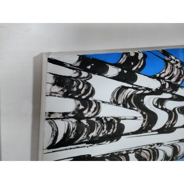 DIPINTO ASTRATTO OLIO su TELA Ferdinando Chevrier FRAMMENTI 1983 Design Forme