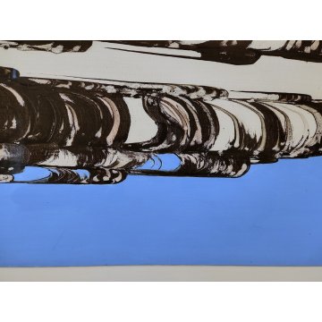 DIPINTO ASTRATTO OLIO su TELA Ferdinando Chevrier FRAMMENTI 1983 Design Forme