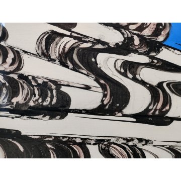 DIPINTO ASTRATTO OLIO su TELA Ferdinando Chevrier FRAMMENTI 1983 Design Forme