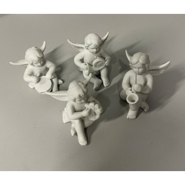 set 4 ANGELI MUSICANTI ROSENTHAL bisquit bianco opaco porcellana PUTTI SUONATORI