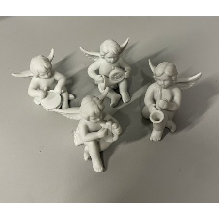 set 4 ANGELI MUSICANTI ROSENTHAL bisquit bianco opaco porcellana PUTTI SUONATORI