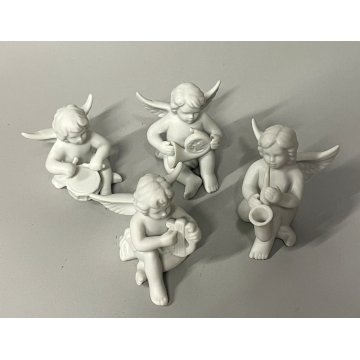 set 4 ANGELI MUSICANTI ROSENTHAL bisquit bianco opaco porcellana PUTTI SUONATORI