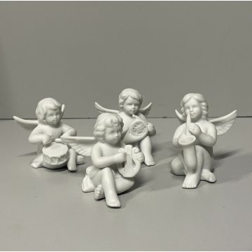 set 4 ANGELI MUSICANTI ROSENTHAL bisquit bianco opaco porcellana PUTTI SUONATORI