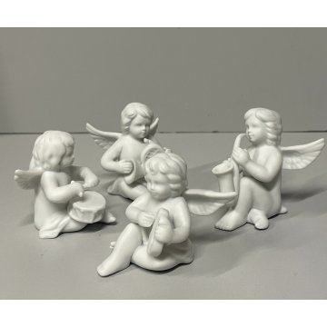 set 4 ANGELI MUSICANTI ROSENTHAL bisquit bianco opaco porcellana PUTTI SUONATORI