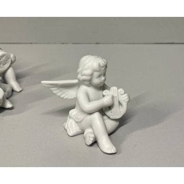 set 4 ANGELI MUSICANTI ROSENTHAL bisquit bianco opaco porcellana PUTTI SUONATORI