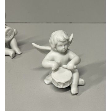 set 4 ANGELI MUSICANTI ROSENTHAL bisquit bianco opaco porcellana PUTTI SUONATORI