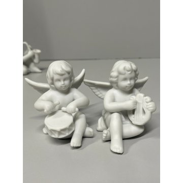 set 4 ANGELI MUSICANTI ROSENTHAL bisquit bianco opaco porcellana PUTTI SUONATORI