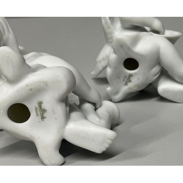 set 4 ANGELI MUSICANTI ROSENTHAL bisquit bianco opaco porcellana PUTTI SUONATORI