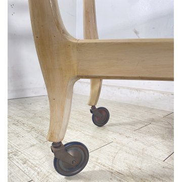 CARRELLO BAR DESIGN VINTAGE ANNI 50 LEGNO VETRO CARRELLINO ROTELLE VASSOIO