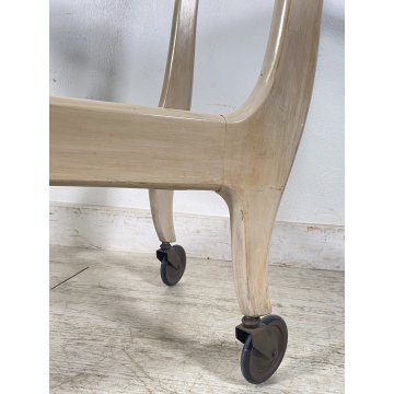 CARRELLO BAR DESIGN VINTAGE ANNI 50 LEGNO VETRO CARRELLINO ROTELLE VASSOIO
