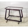 CARRELLO BAR PORTA VIVANDE ANNI 70 DESIGN MID CENTURY LEGNO VETRO VASSOIO KART