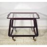 CARRELLO BAR PORTA VIVANDE ANNI 70 DESIGN MID CENTURY LEGNO VETRO VASSOIO KART