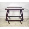 CARRELLO BAR PORTA VIVANDE ANNI 70 DESIGN MID CENTURY LEGNO VETRO VASSOIO KART
