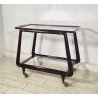 CARRELLO BAR PORTA VIVANDE ANNI 70 DESIGN MID CENTURY LEGNO VETRO VASSOIO KART