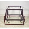 CARRELLO BAR PORTA VIVANDE ANNI 70 DESIGN MID CENTURY LEGNO VETRO VASSOIO KART