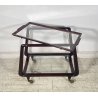 CARRELLO BAR PORTA VIVANDE ANNI 70 DESIGN MID CENTURY LEGNO VETRO VASSOIO KART