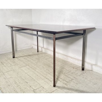 ANTICO TAVOLO SCRITTOIO PALISSANDRO SCRIVANIA FERRO DESIGN ANNI 70 TABLE SALA
