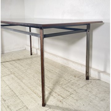 ANTICO TAVOLO SCRITTOIO PALISSANDRO SCRIVANIA FERRO DESIGN ANNI 70 TABLE SALA