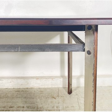 ANTICO TAVOLO SCRITTOIO PALISSANDRO SCRIVANIA FERRO DESIGN ANNI 70 TABLE SALA