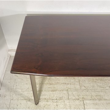 ANTICO TAVOLO SCRITTOIO PALISSANDRO SCRIVANIA FERRO DESIGN ANNI 70 TABLE SALA