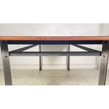 ANTICO TAVOLO SCRITTOIO PALISSANDRO SCRIVANIA FERRO DESIGN ANNI 70 TABLE SALA