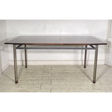 ANTICO TAVOLO SCRITTOIO PALISSANDRO SCRIVANIA FERRO DESIGN ANNI 70 TABLE SALA