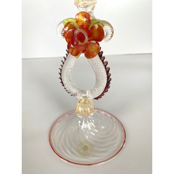 TIPETTO VENEZIANO CALICE VETRO SOFFIATO ARTISTICO MURANO COLLEZIONE 25cm/h '900