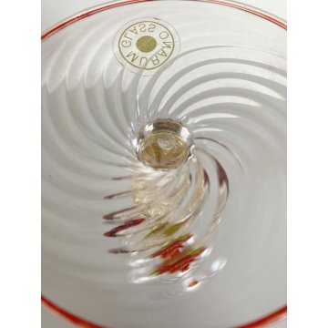 TIPETTO VENEZIANO CALICE VETRO SOFFIATO ARTISTICO MURANO COLLEZIONE 25cm/h '900