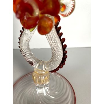 TIPETTO VENEZIANO CALICE VETRO SOFFIATO ARTISTICO MURANO COLLEZIONE 25cm/h '900