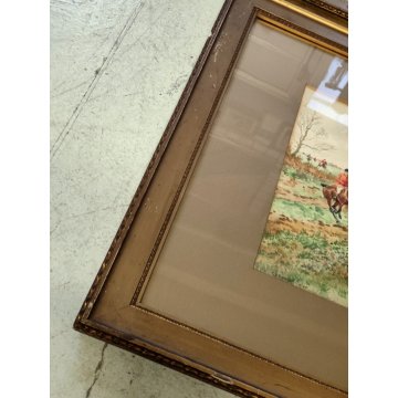 COPPIA Antico Quadro DIPINTO ACQUERELLO G. D. Rowlandson 1800 Caccia alla Volpe