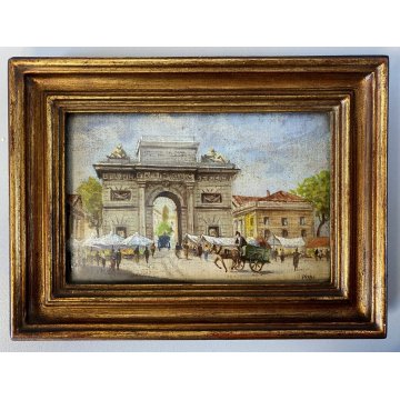 COPPIA MINIATURE OLIO Prada VECCHIA MILANO Porta Magenta Porta Garibaldi '900