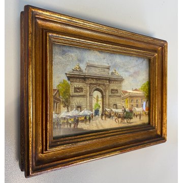 COPPIA MINIATURE OLIO Prada VECCHIA MILANO Porta Magenta Porta Garibaldi '900