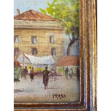 COPPIA MINIATURE OLIO Prada VECCHIA MILANO Porta Magenta Porta Garibaldi '900
