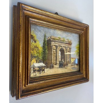 COPPIA MINIATURE OLIO Prada VECCHIA MILANO Porta Magenta Porta Garibaldi '900